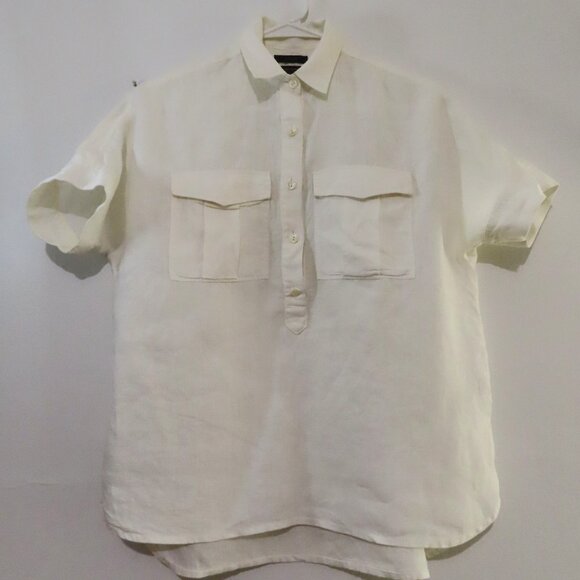 J.Crew White Irish Linen Cargo Style Pullover Size 00 - Picture 1 of 7